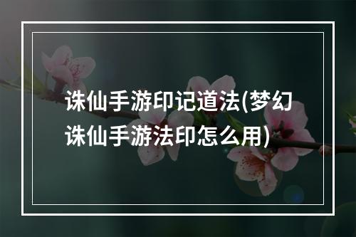 诛仙手游印记道法(梦幻诛仙手游法印怎么用)