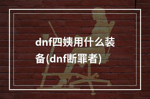 dnf四姨用什么装备(dnf断罪者)