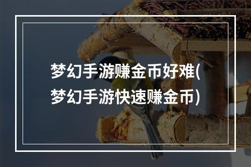 梦幻手游赚金币好难(梦幻手游快速赚金币)