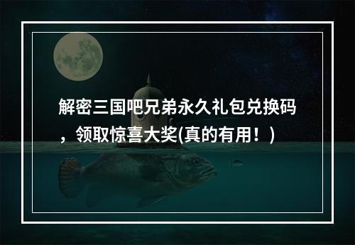 解密三国吧兄弟永久礼包兑换码，领取惊喜大奖(真的有用！)