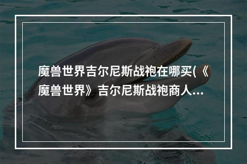 魔兽世界吉尔尼斯战袍在哪买(《魔兽世界》吉尔尼斯战袍商人在哪里 吉尔尼斯战袍)