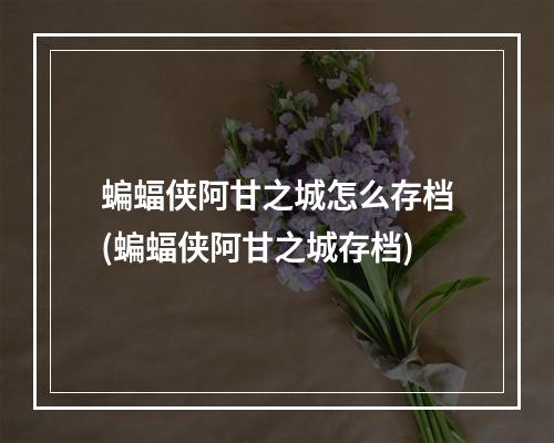 蝙蝠侠阿甘之城怎么存档(蝙蝠侠阿甘之城存档)