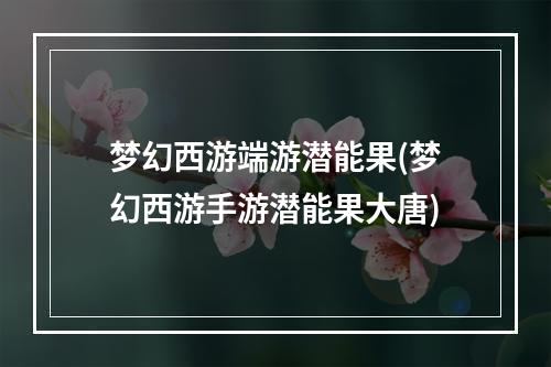 梦幻西游端游潜能果(梦幻西游手游潜能果大唐)