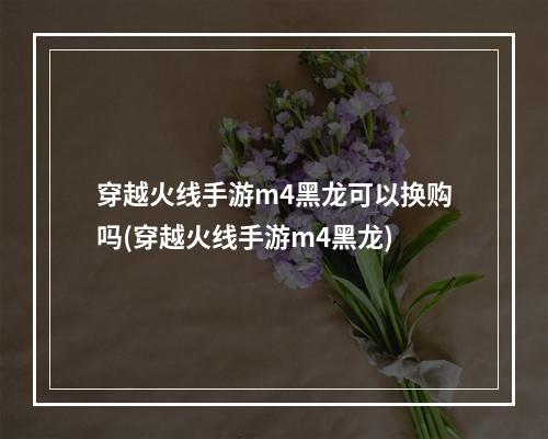 穿越火线手游m4黑龙可以换购吗(穿越火线手游m4黑龙)