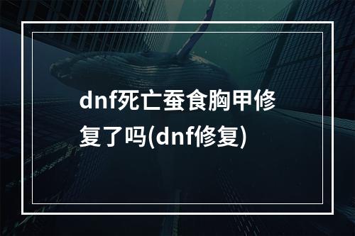 dnf死亡蚕食胸甲修复了吗(dnf修复)