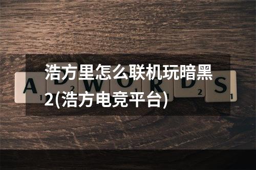 浩方里怎么联机玩暗黑2(浩方电竞平台)