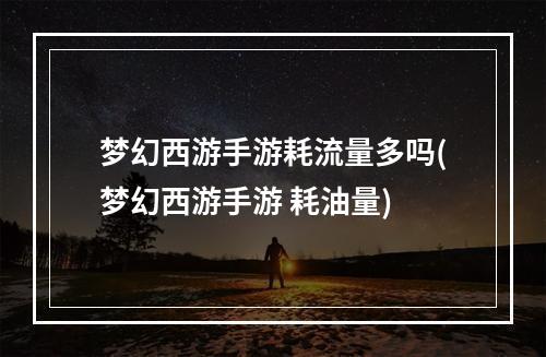 梦幻西游手游耗流量多吗(梦幻西游手游 耗油量)