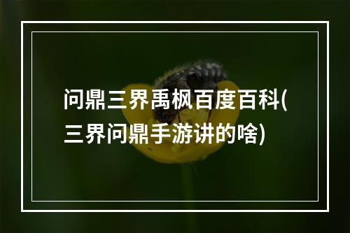 问鼎三界禹枫百度百科(三界问鼎手游讲的啥)