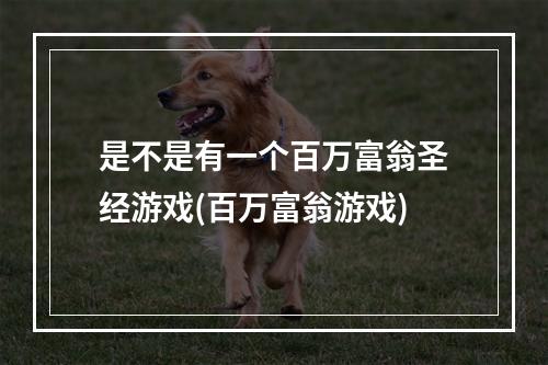 是不是有一个百万富翁圣经游戏(百万富翁游戏)