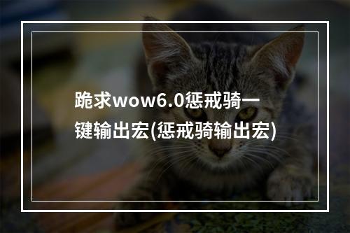 跪求wow6.0惩戒骑一键输出宏(惩戒骑输出宏)