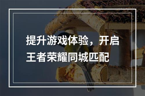 提升游戏体验，开启王者荣耀同城匹配