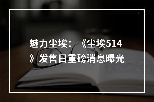 魅力尘埃：《尘埃514》发售日重磅消息曝光