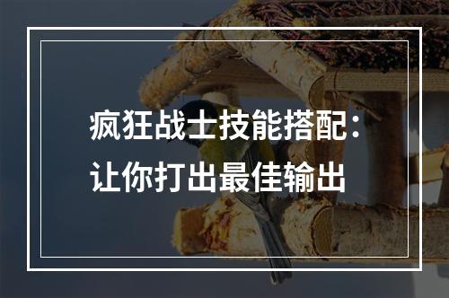 疯狂战士技能搭配：让你打出最佳输出