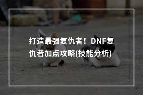 打造最强复仇者！DNF复仇者加点攻略(技能分析)