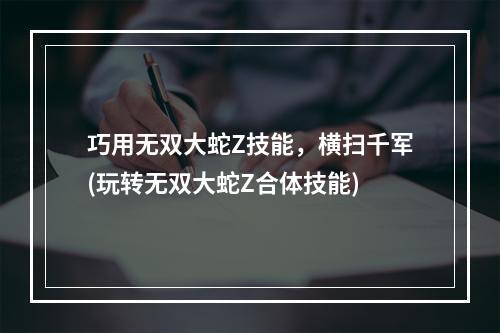 巧用无双大蛇Z技能，横扫千军(玩转无双大蛇Z合体技能)