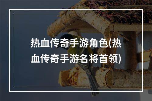 热血传奇手游角色(热血传奇手游名将首领)