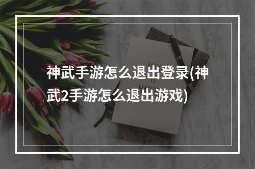 神武手游怎么退出登录(神武2手游怎么退出游戏)