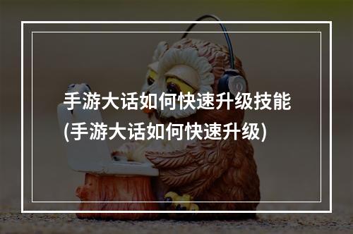 手游大话如何快速升级技能(手游大话如何快速升级)