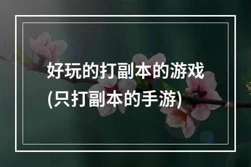 好玩的打副本的游戏(只打副本的手游)