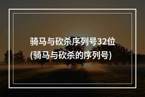 骑马与砍杀序列号32位(骑马与砍杀的序列号)