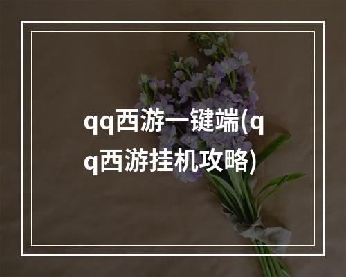 qq西游一键端(qq西游挂机攻略)