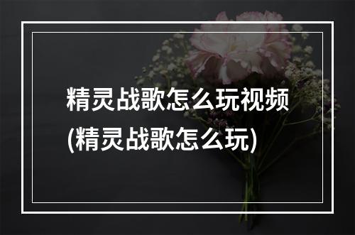 精灵战歌怎么玩视频(精灵战歌怎么玩)