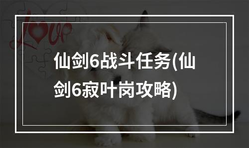 仙剑6战斗任务(仙剑6寂叶岗攻略)