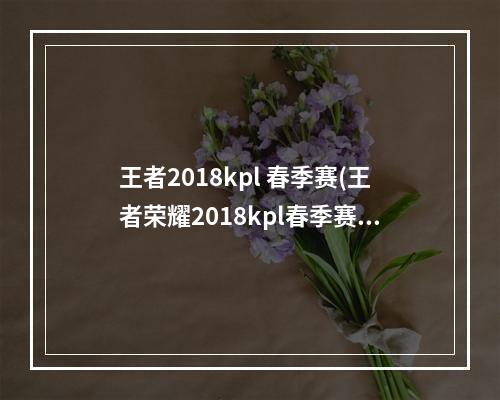 王者2018kpl 春季赛(王者荣耀2018kpl春季赛赛程表2018kpl春季赛比赛时间表)