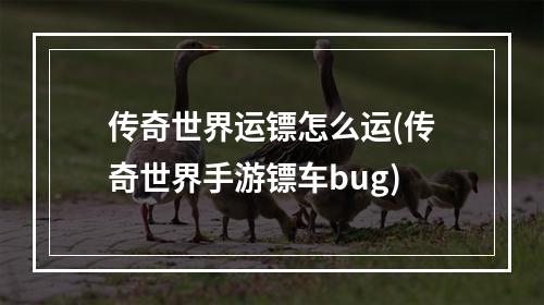 传奇世界运镖怎么运(传奇世界手游镖车bug)