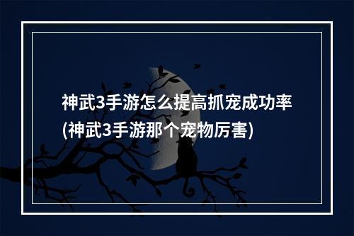 神武3手游怎么提高抓宠成功率(神武3手游那个宠物厉害)