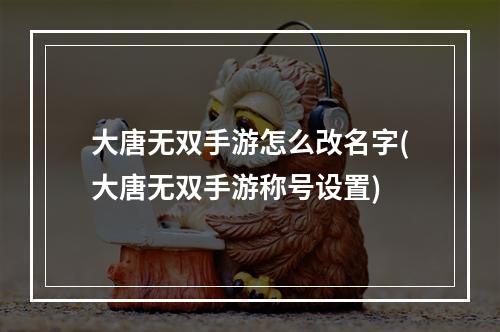 大唐无双手游怎么改名字(大唐无双手游称号设置)