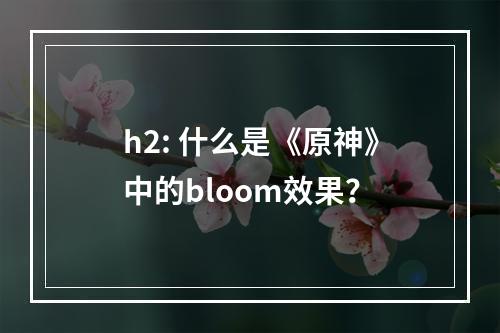 h2: 什么是《原神》中的bloom效果？