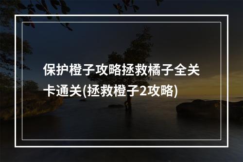 保护橙子攻略拯救橘子全关卡通关(拯救橙子2攻略)