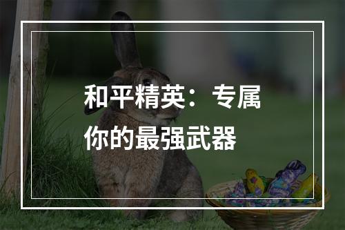 和平精英：专属你的最强武器