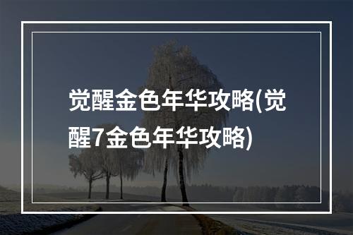 觉醒金色年华攻略(觉醒7金色年华攻略)