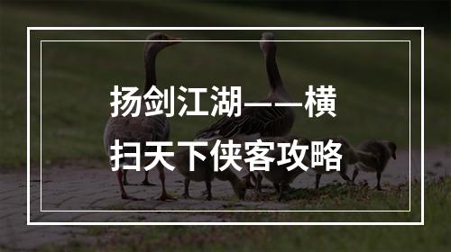 扬剑江湖——横扫天下侠客攻略