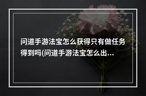 问道手游法宝怎么获得只有做任务得到吗(问道手游法宝怎么出来吗)