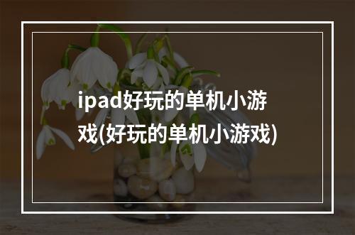 ipad好玩的单机小游戏(好玩的单机小游戏)