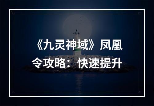 《九灵神域》凤凰令攻略：快速提升