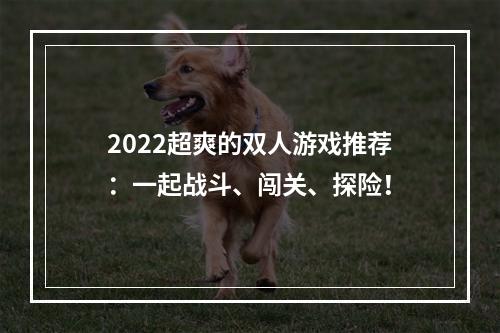 2022超爽的双人游戏推荐：一起战斗、闯关、探险！