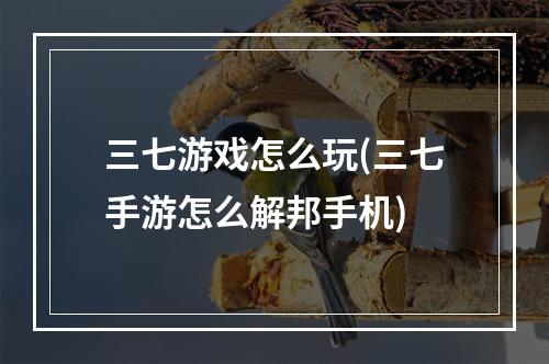 三七游戏怎么玩(三七手游怎么解邦手机)