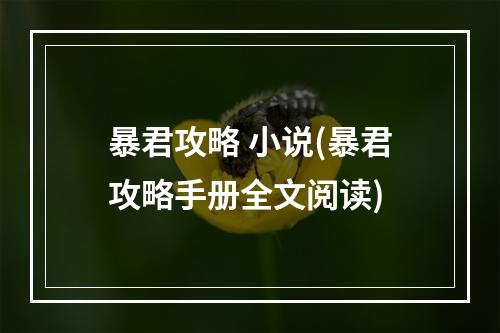 暴君攻略 小说(暴君攻略手册全文阅读)