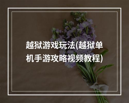 越狱游戏玩法(越狱单机手游攻略视频教程)