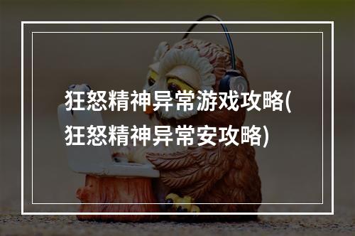 狂怒精神异常游戏攻略(狂怒精神异常安攻略)