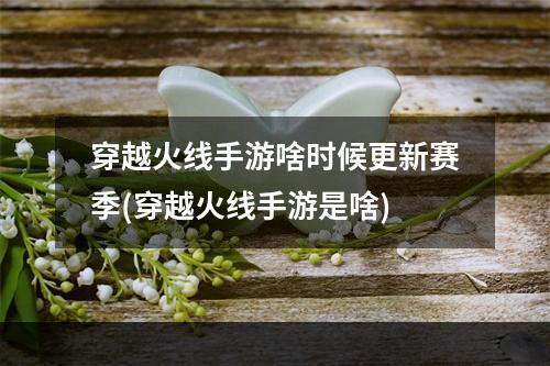 穿越火线手游啥时候更新赛季(穿越火线手游是啥)