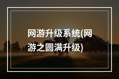 网游升级系统(网游之圆满升级)