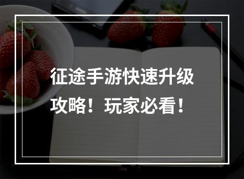 征途手游快速升级攻略！玩家必看！