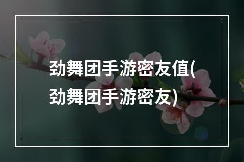 劲舞团手游密友值(劲舞团手游密友)