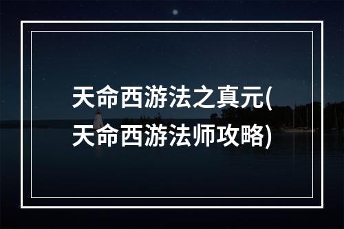 天命西游法之真元(天命西游法师攻略)