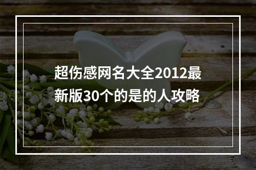 超伤感网名大全2012最新版30个的是的人攻略